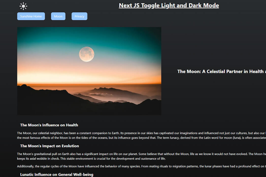 Toggle Light Dark Button Next JS Photo